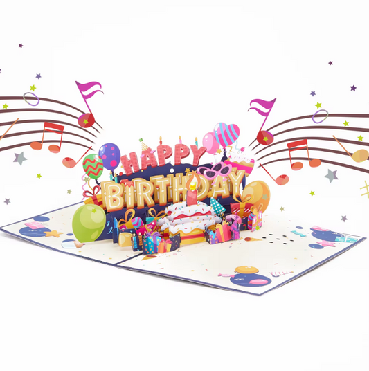 Happy Birthday Party - Lights and Sound Pop-Up Card