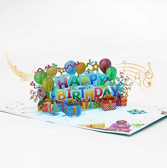 Happy Birthday Presents - Lights and Sound Pop-Up Card