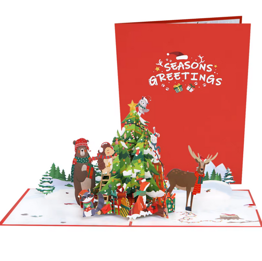 Animal Holiday Tree - Lights and Sound Pop-Up Card