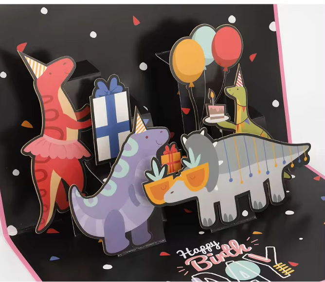 Happy Birthday Dinosaur Party Pop-Up Card