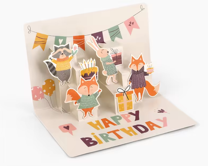 Woodland Animals Happy Birthday Pop-Up Card