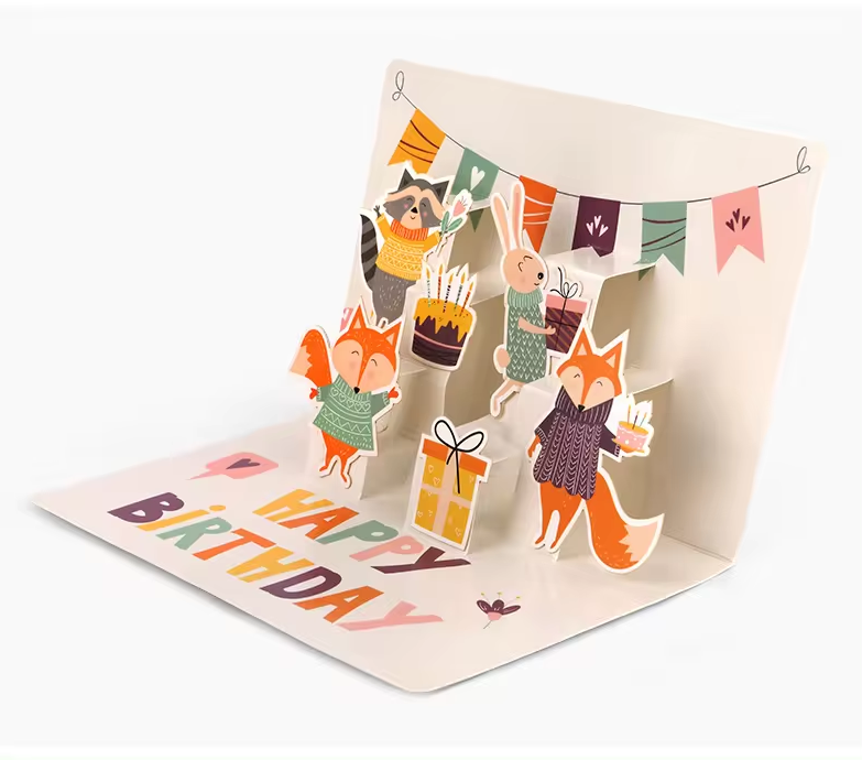 Woodland Animals Happy Birthday Pop-Up Card