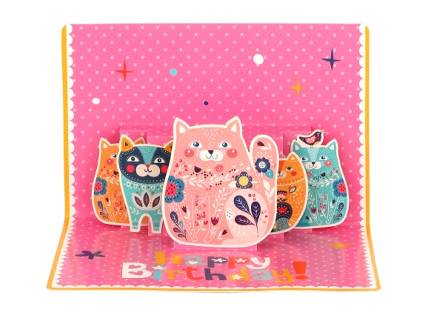 Happy Birthday Cats Pop-Up Card