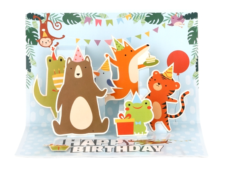 Animal Party Happy Birthday Pop-Up Card