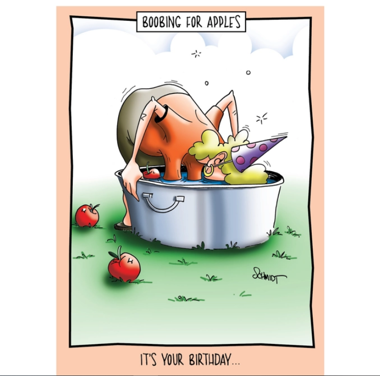 Bobbing for Apples - Funny Birthday Card