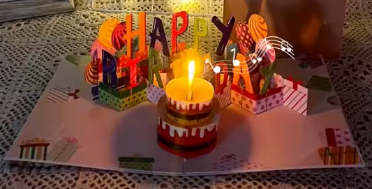Musical Happy Birthday Cake - Lights and Sound Pop-Up Card