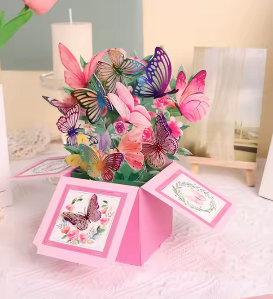 Elegant Butterfly Bloom - Gift Box Pop-Up Card