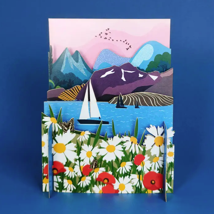 Mountain Lake Bloom Pop-Up Card