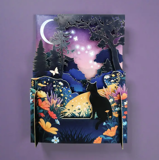 Midnight Meadow Cat Pop-Up Card