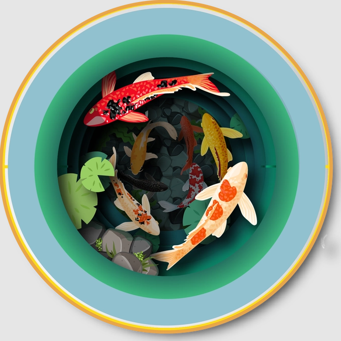 Serene Koi Pond - A Cup of Tea - Pop-Up Card