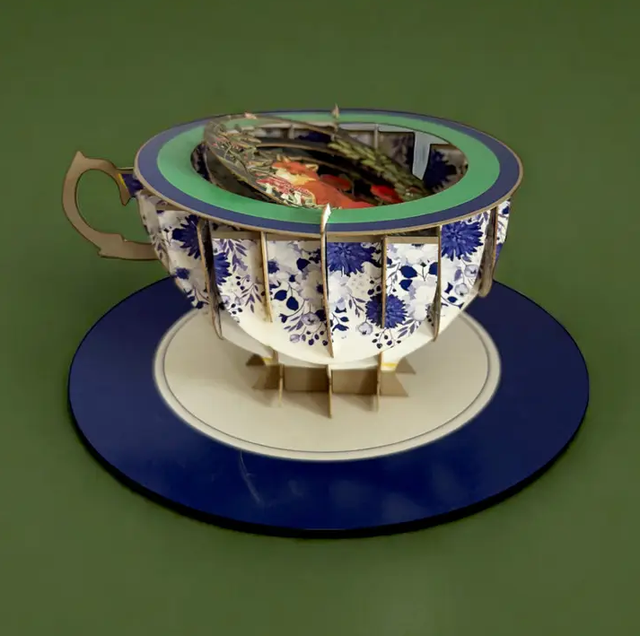 Midnight Garden Fox - A Cup of Tea - Pop-Up Card