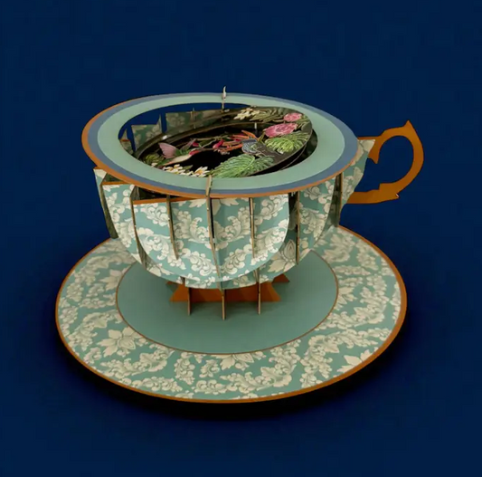 Hummingbird Paradise - A Cup of Tea - Pop-Up Card