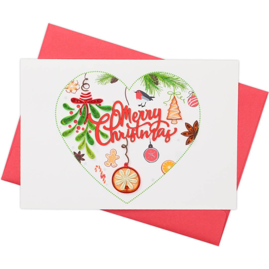 Merry Christmas Heart Quilling Card