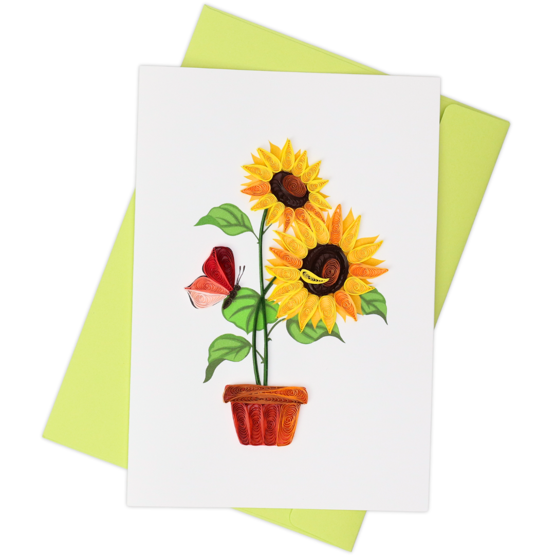 Sunflowers in Pot Quilling Card
