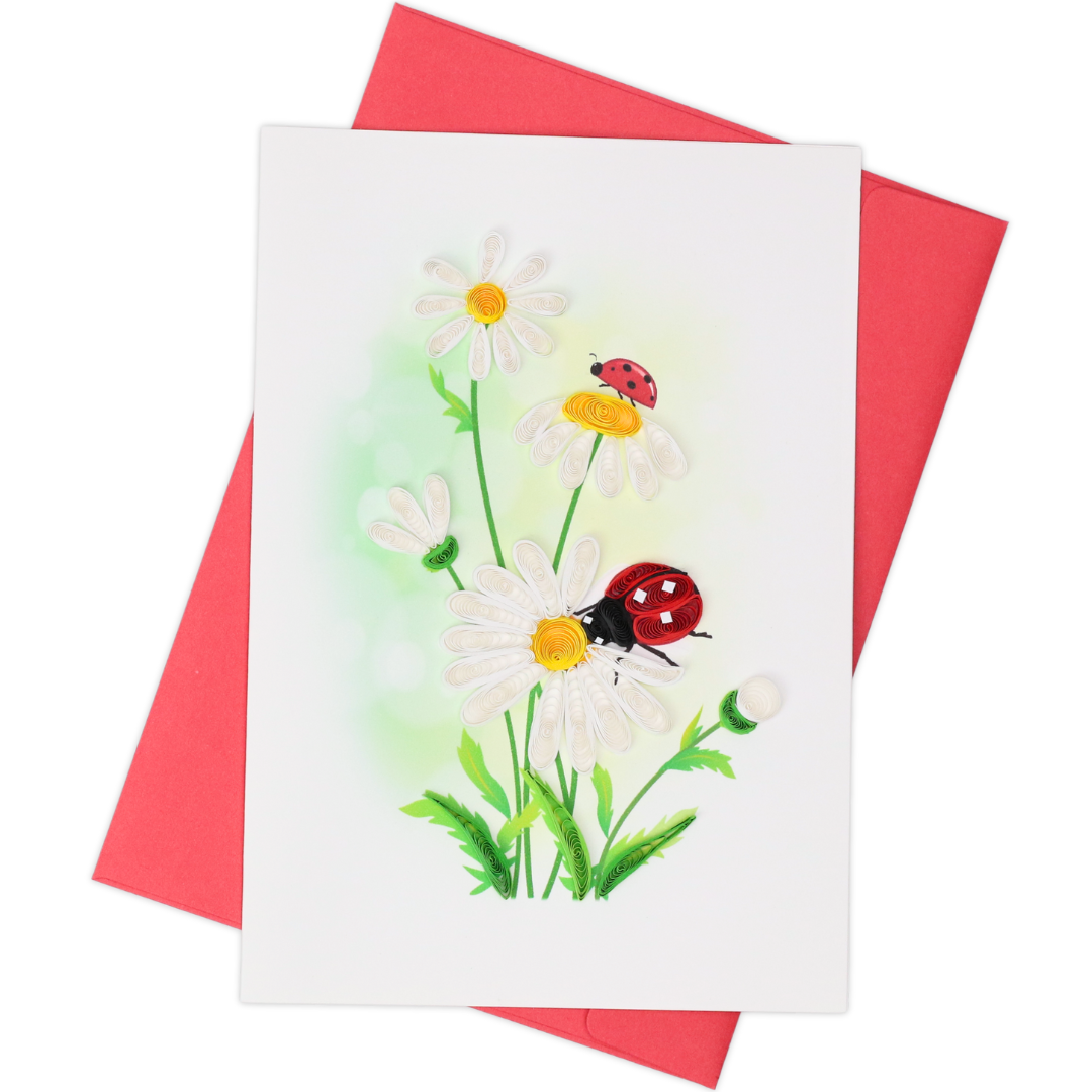 Ladybugs and Daisies Quilling Card