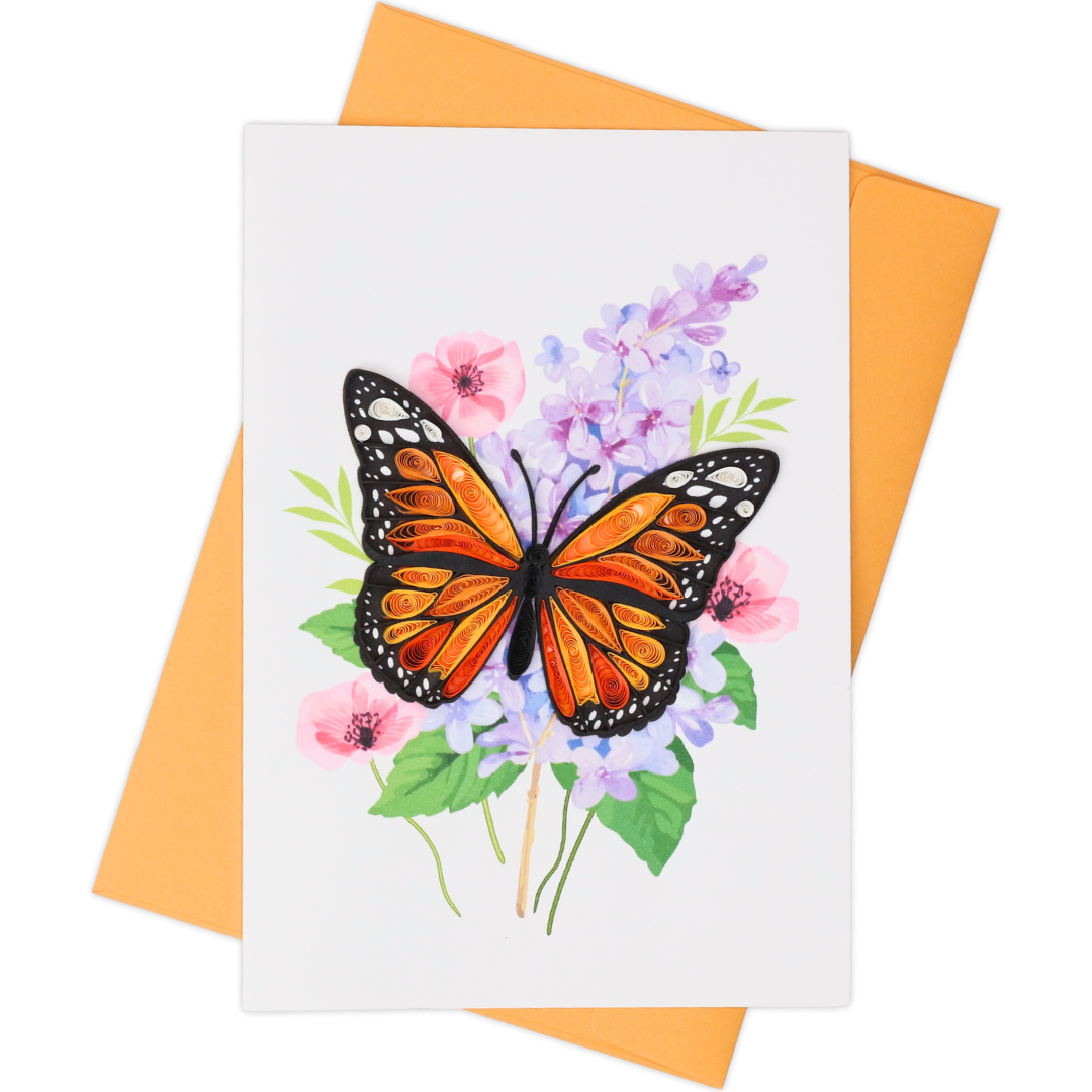 Monarch Butterfly and Flowers Quilling Card