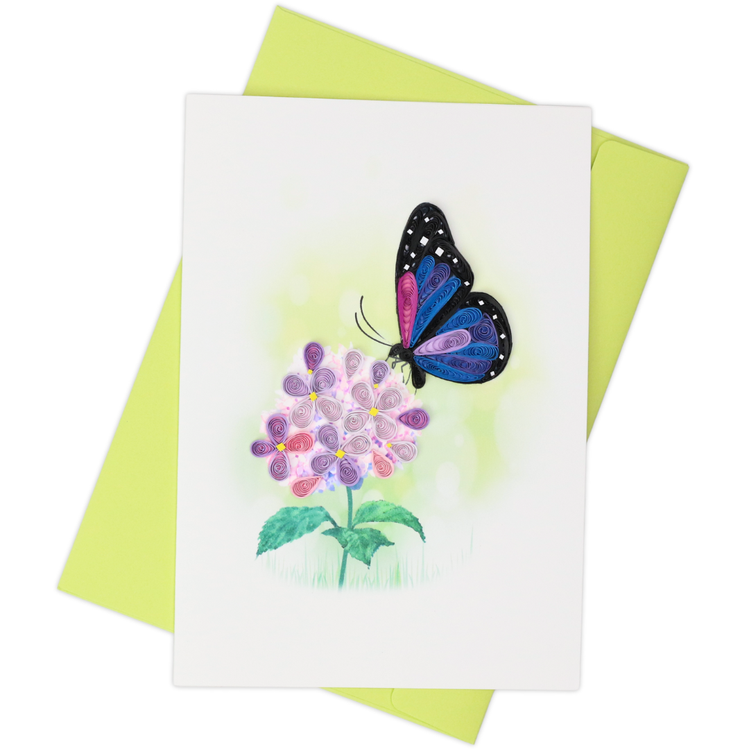 Butterfly on Flowers Quilling Card