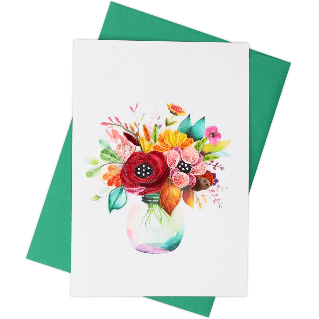Flowers in Vase Quilling Card