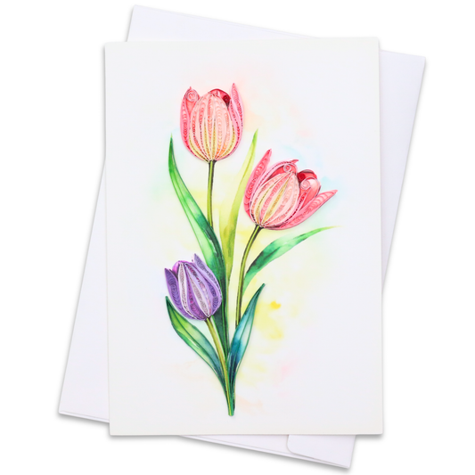 Elegant Tulip Trio Quilling Card
