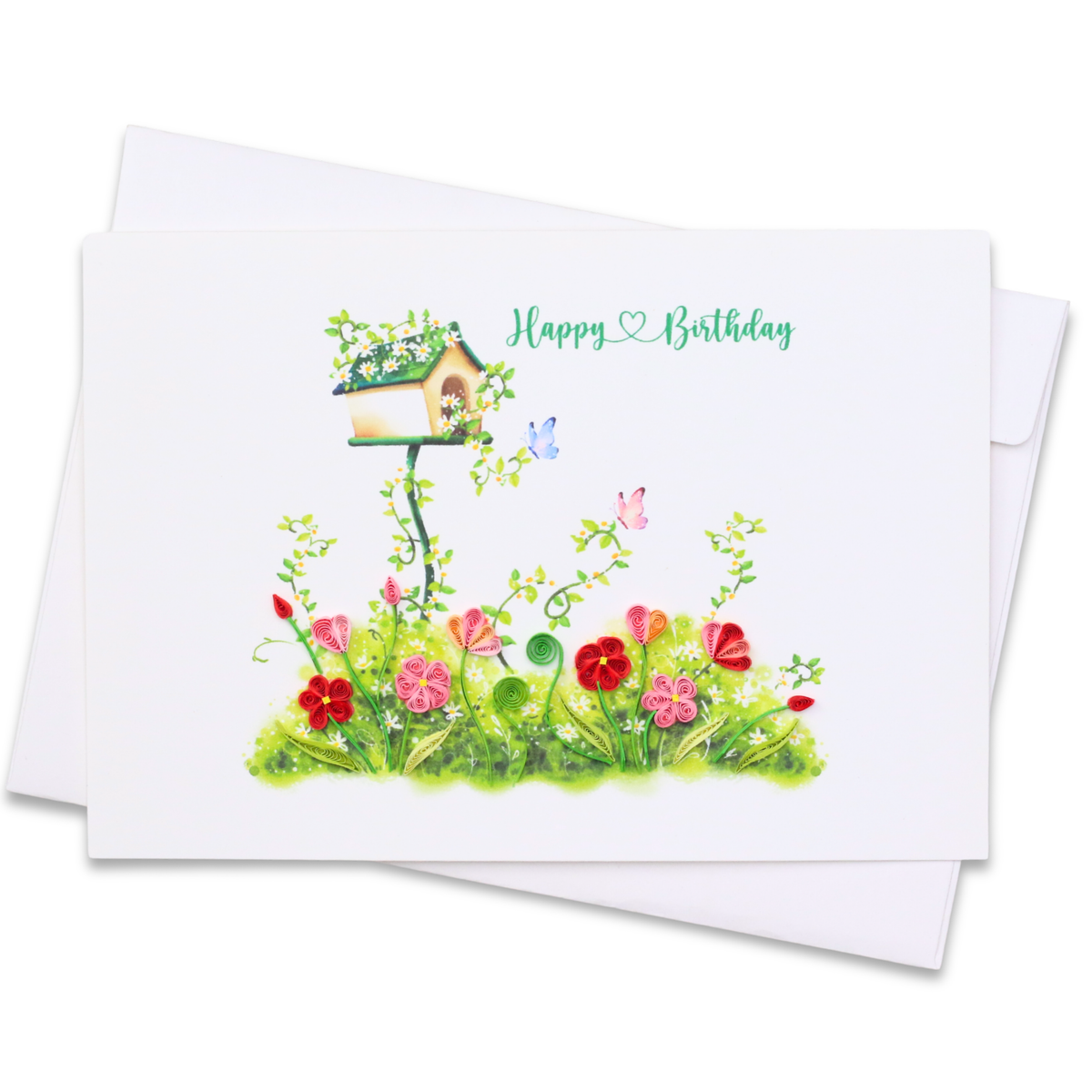 Blossom Birdhouse Birthday Quilling Card