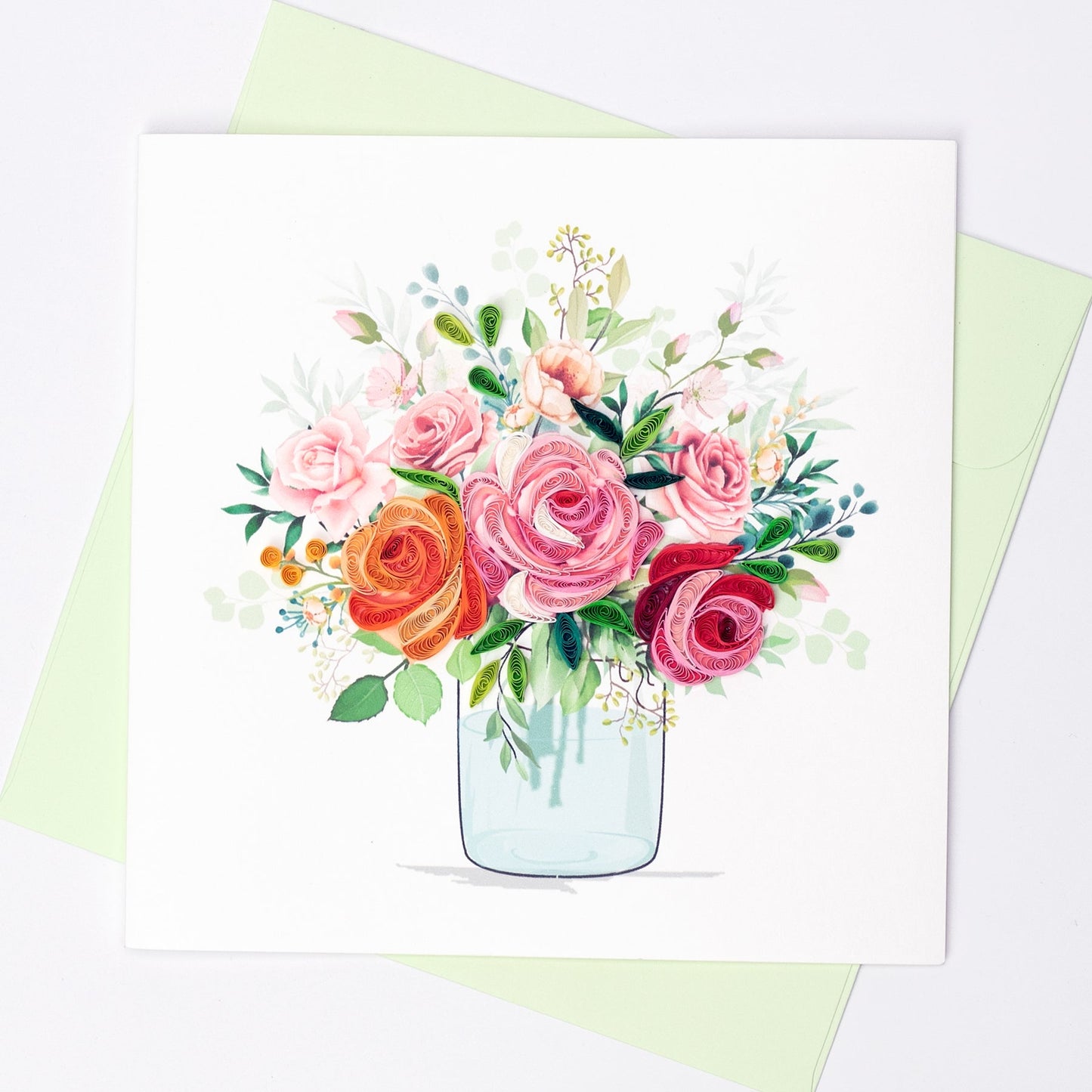 Rose Floral Arrangement Quilling Card