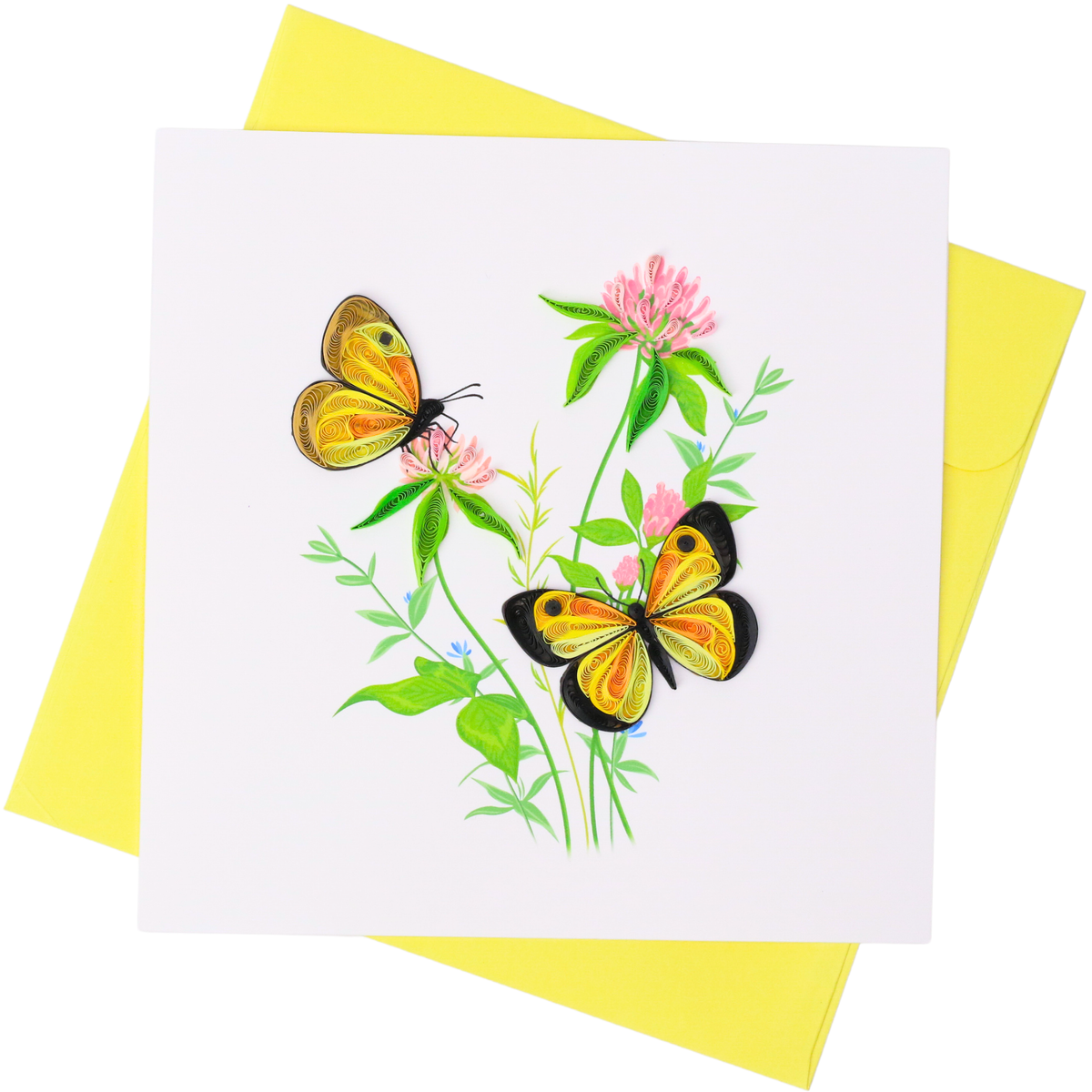 Golden Butterflies & Clover Quilling Card