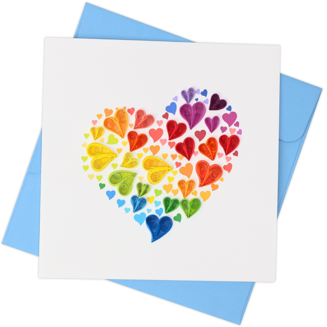 Colorful Hearts Quilling Card
