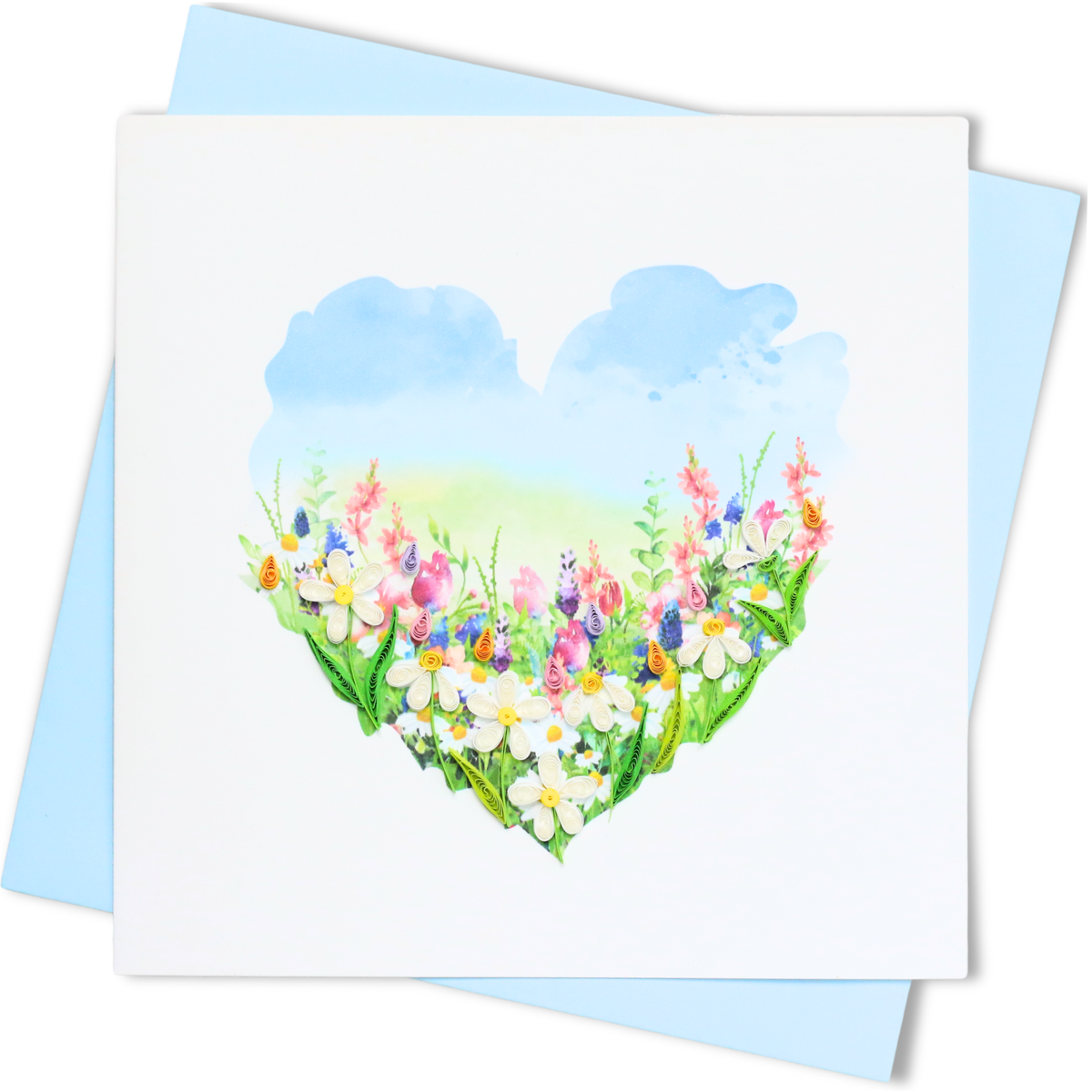 Watercolor Meadow Heart Quilling Card