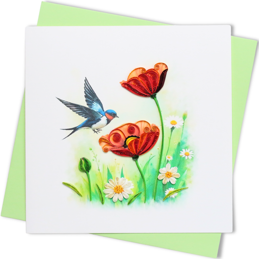 Meadow Flight Swallow Quilling Card