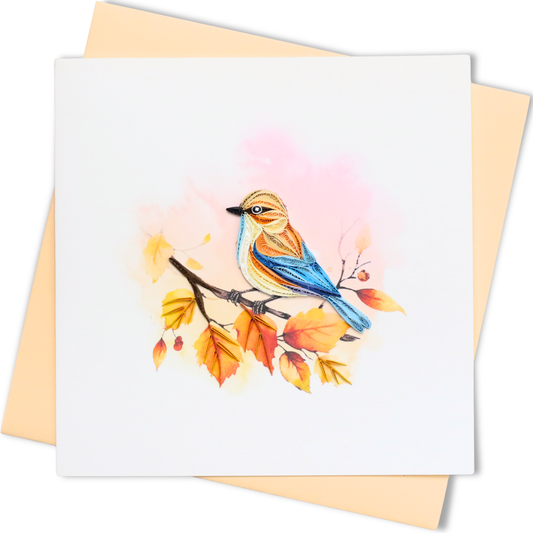 Golden Autumn Songbird Quilling Card
