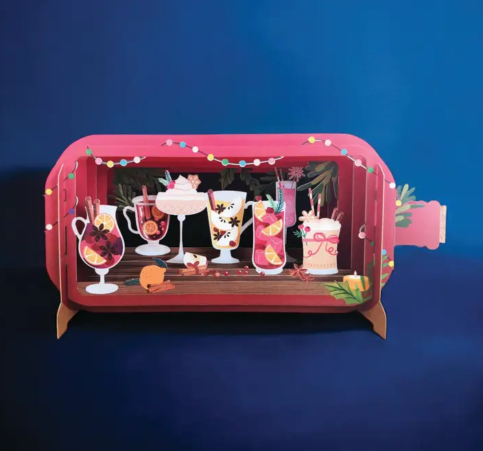 Message in a Bottle - Holiday Drinks & Cocktails 3D Pop-Up Card