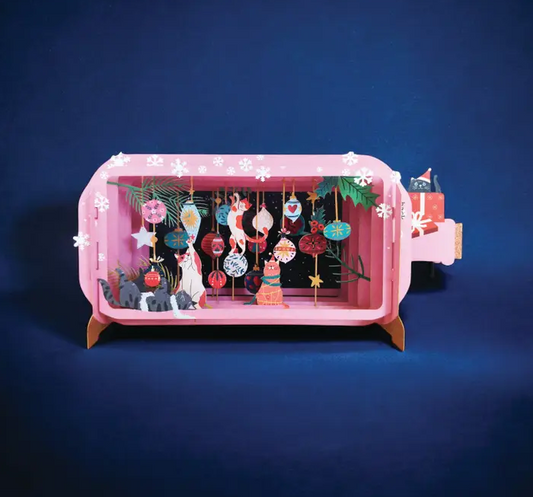 Message in a Bottle - Cats and Ornaments Pop-Up Card