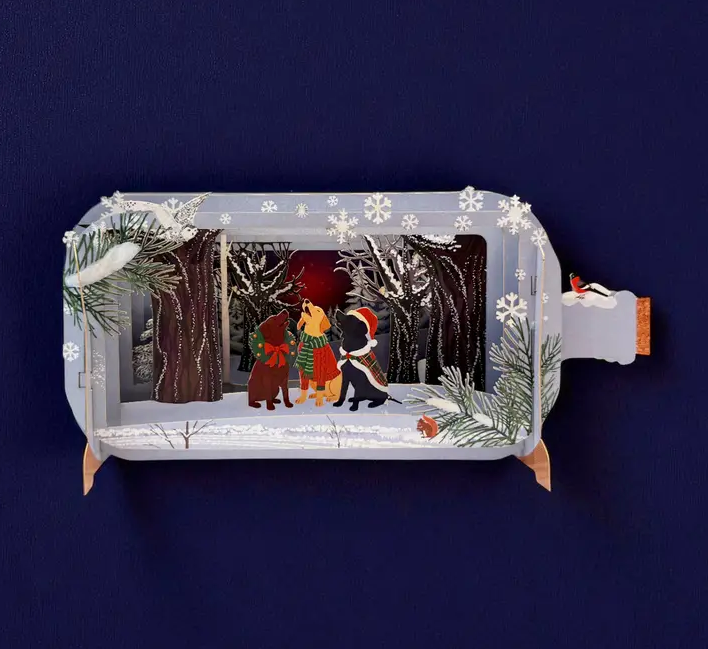 Message in a Bottle - Festive Holiday Pups Pop-Up Card