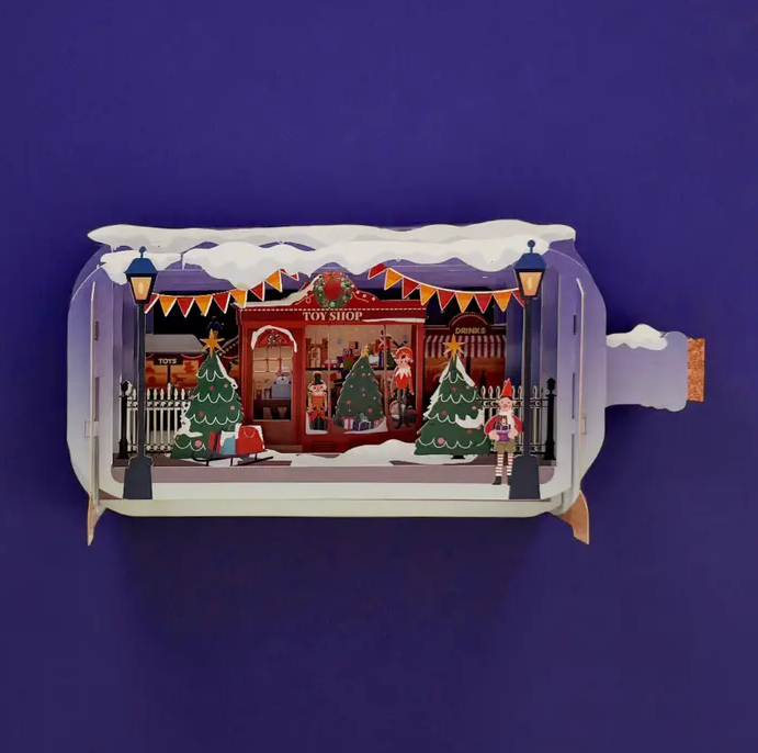 Message in a Bottle - Santa’s Toy Shop 3D Pop-Up Card