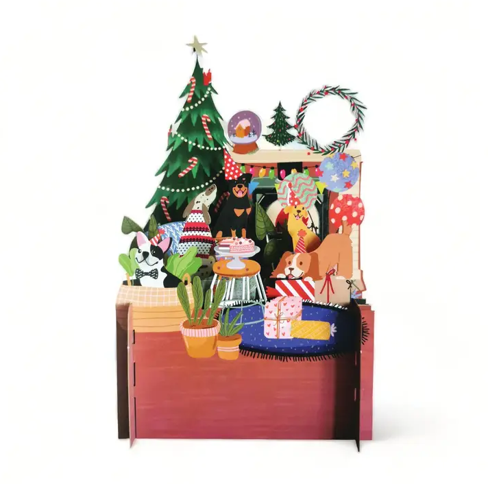Holiday Paw-ty Christmas 3D Pop-Up Card