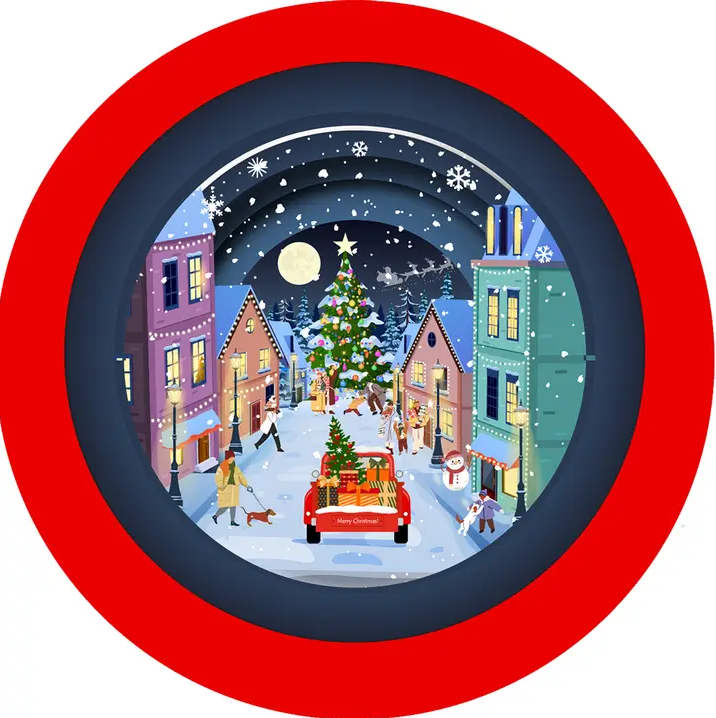 Christmas Village Teacup 3D Pop-Up Card