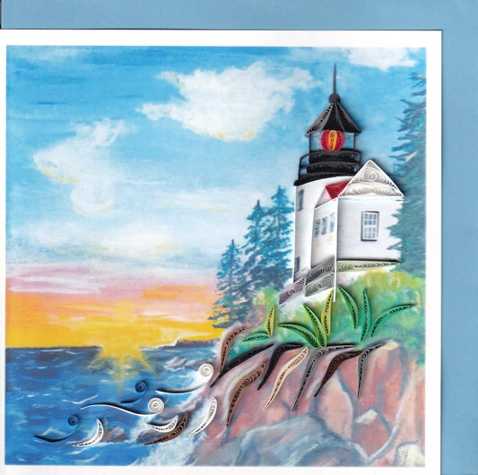 Lighthouse with Sunset Quilling Card
