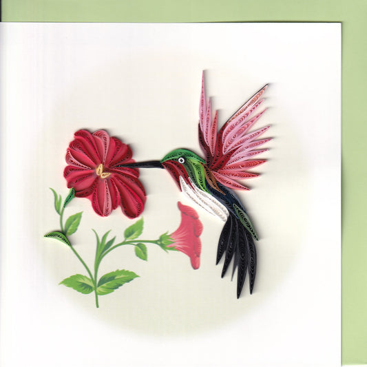 Red Throated Hummingbird Quilling Card