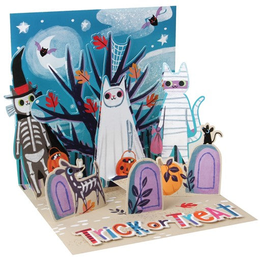 Skeleton Cats Halloween Pop-Up Card