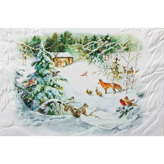 Forest Winter Nativity Christmas Card