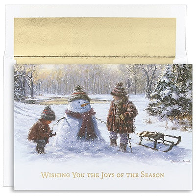 Building a Snowman Holiday Card