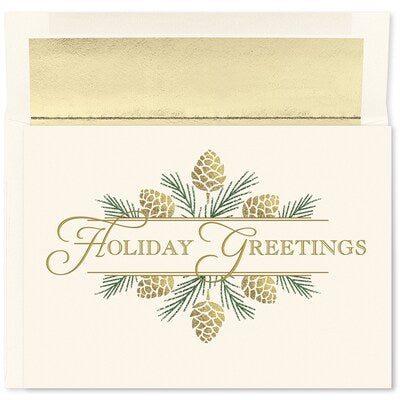 Golden Pinecones - Holiday Card