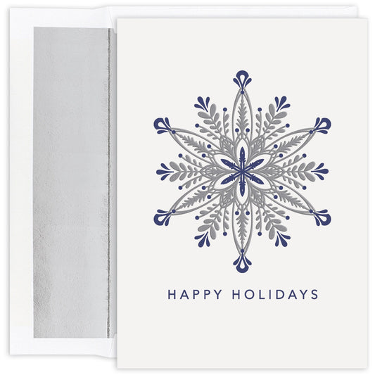 Ornate Silver Snowflake - Holiday Card
