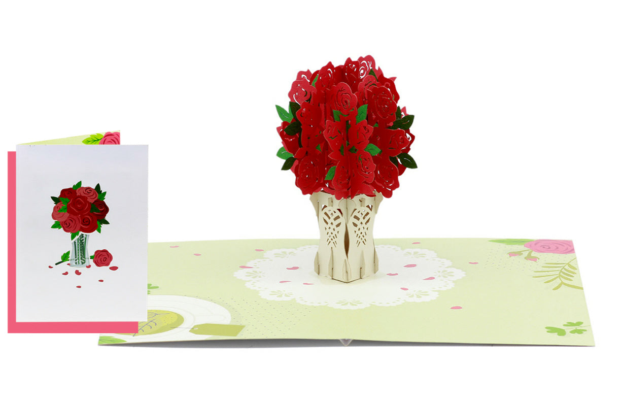 Bouquet of Red Roses Pop-Up Card