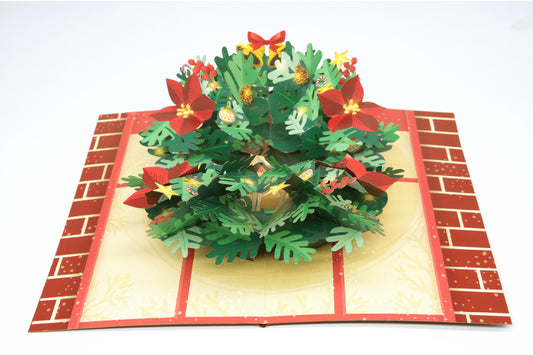 Festive Holiday Wreath Pop-Up Card