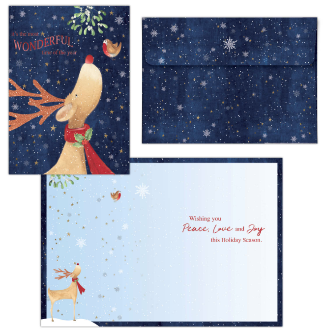 Reindeer and Robin Holiday Card