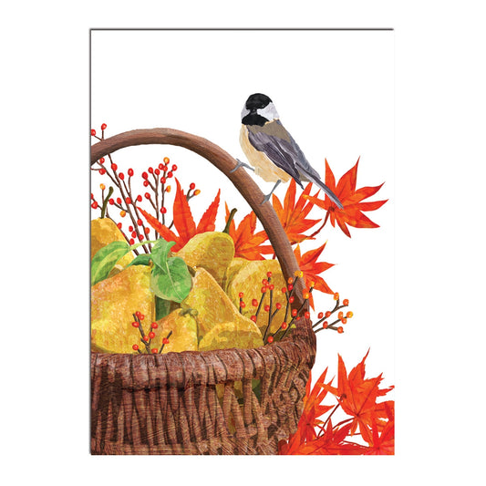 Chickadee & Pear Basket Thanksgiving Card