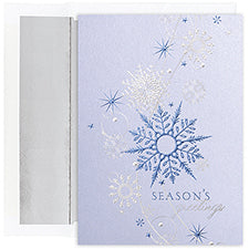 Blue Shimmering Snowflakes Season's Greetings Card