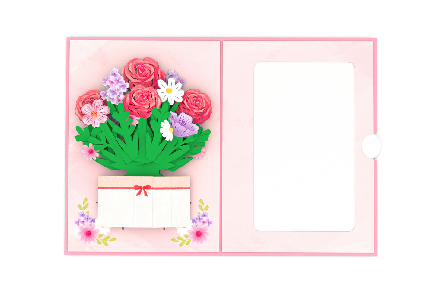 Roses Floral Bouquet Pop-Up Card