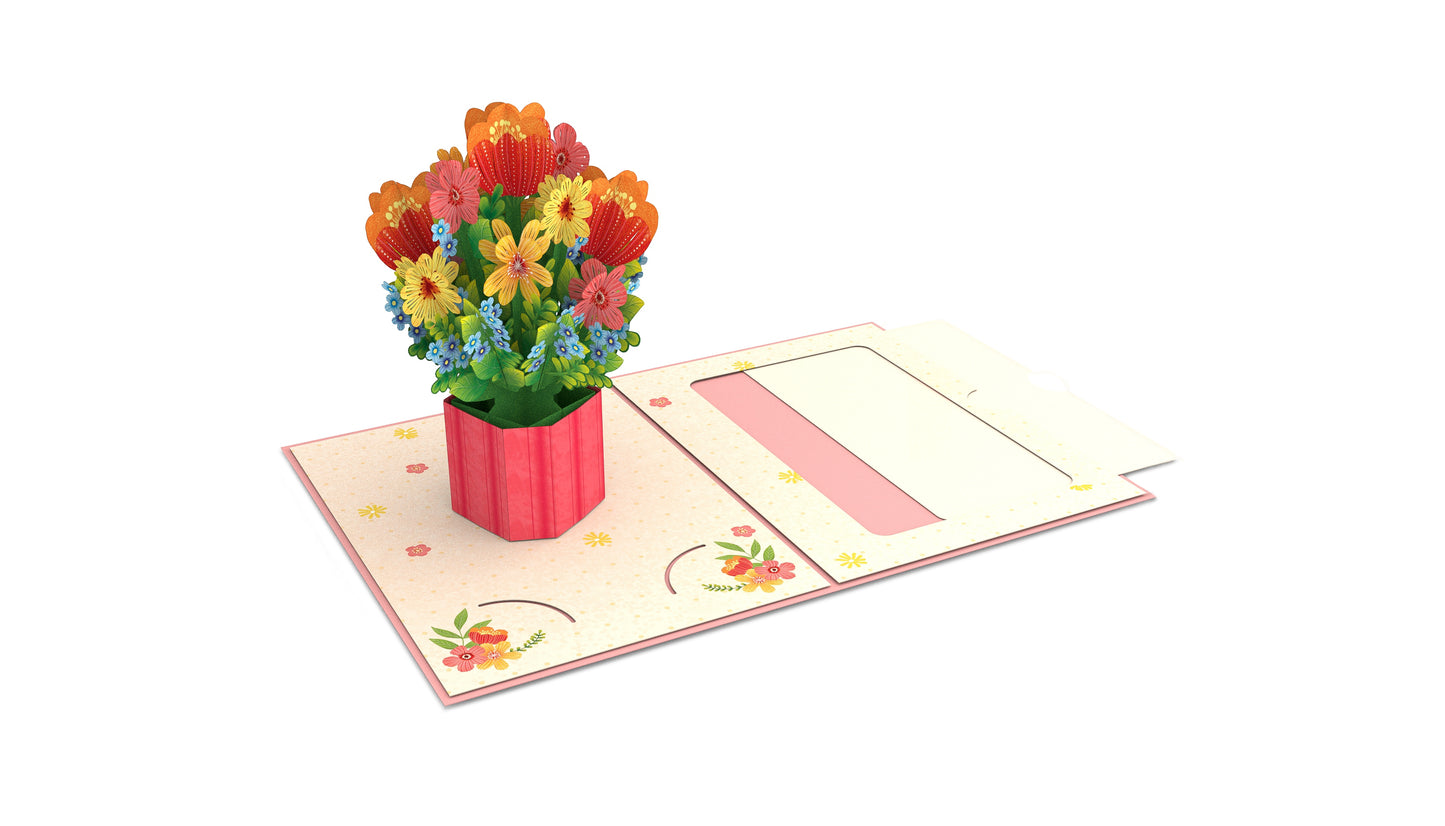 Wildflowers Floral Bouquet Pop-Up Card